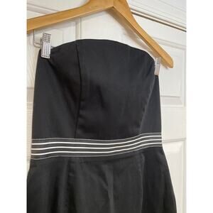 Black Cotton Classic Strapless Knee Length Sheath Sundress 8